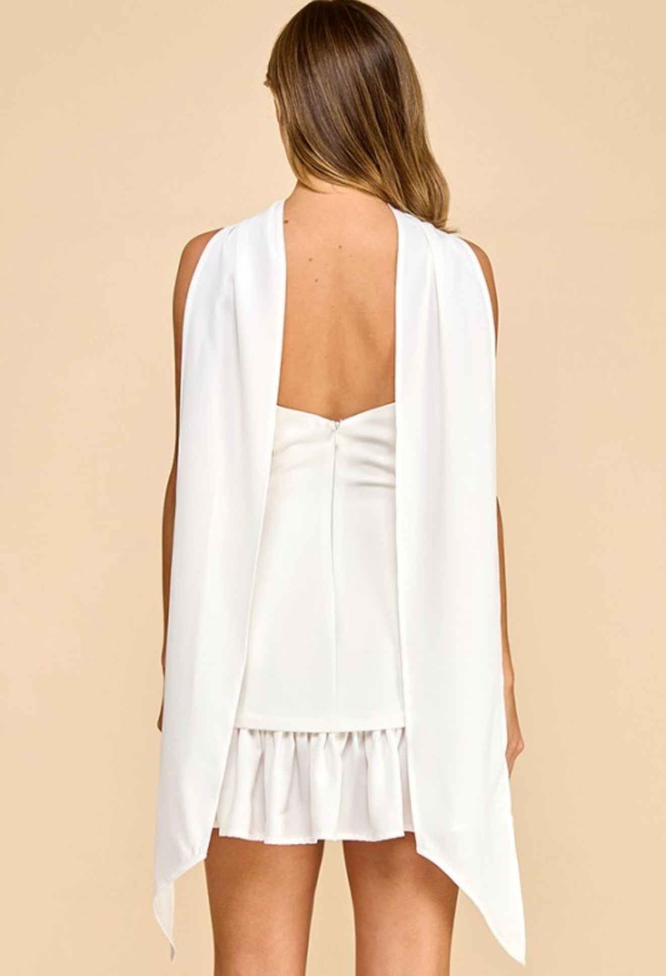 Halter Bow Neck White Dress