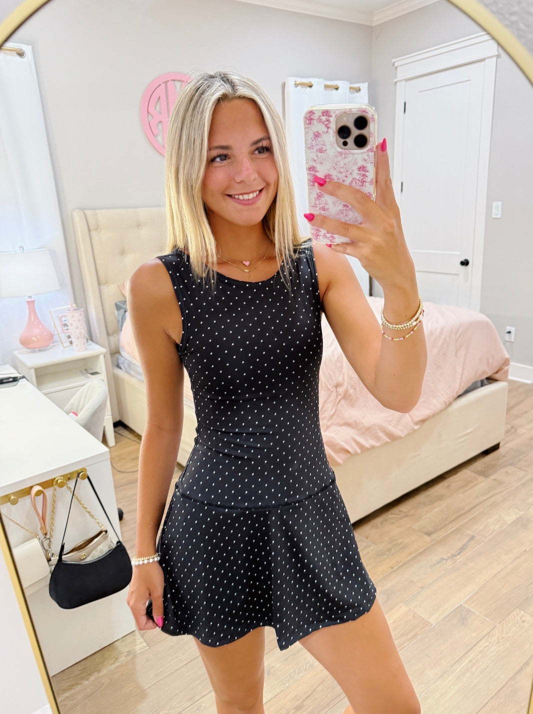 Black Polka Dot Athletic Dress