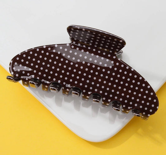 Brown Dotted Claw Clip