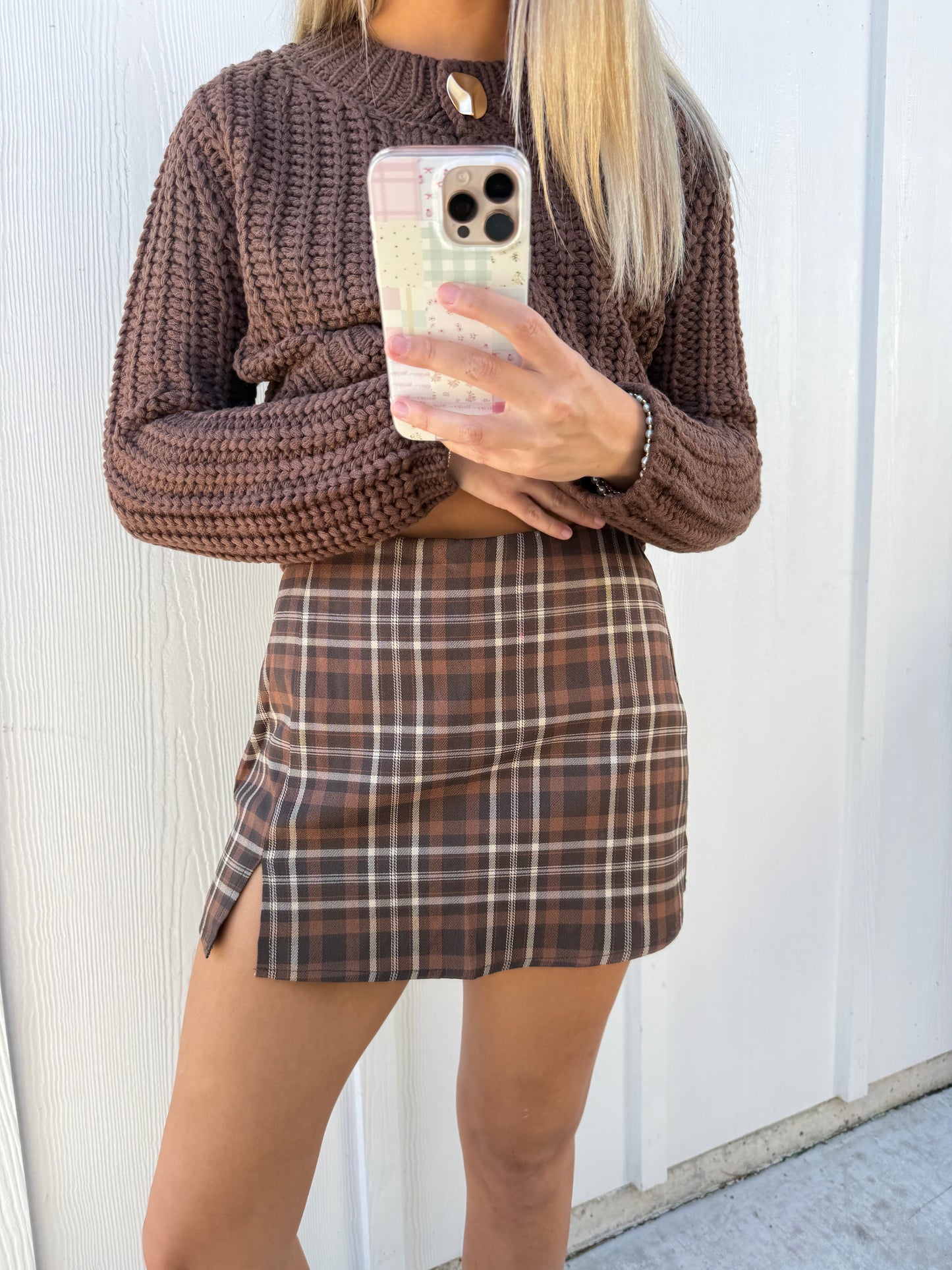Brown Plaid Skort