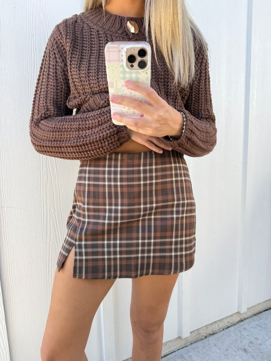 Brown Plaid Skort
