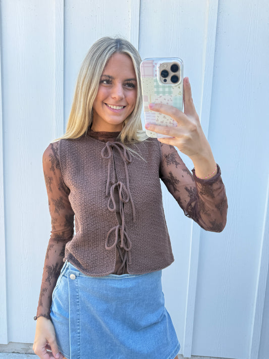 Tie Front Sweater Vest