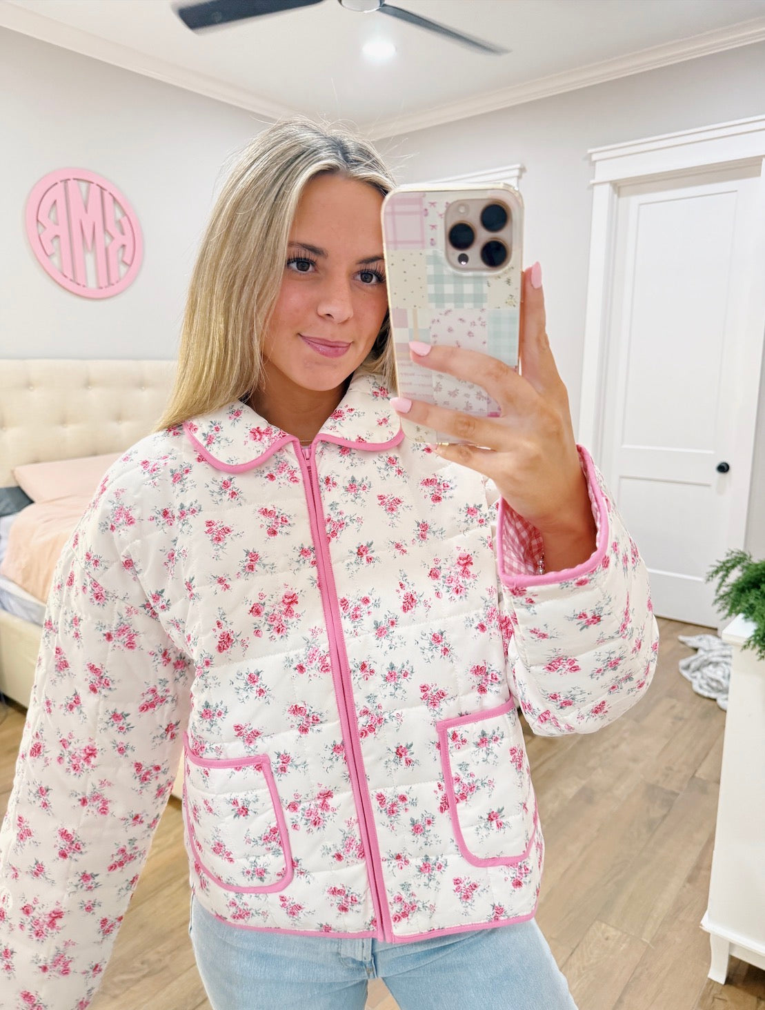 Pink Quilted Floral Jacket