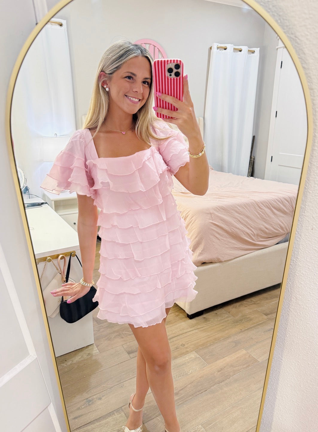 Pink Ruffle Detail Dress