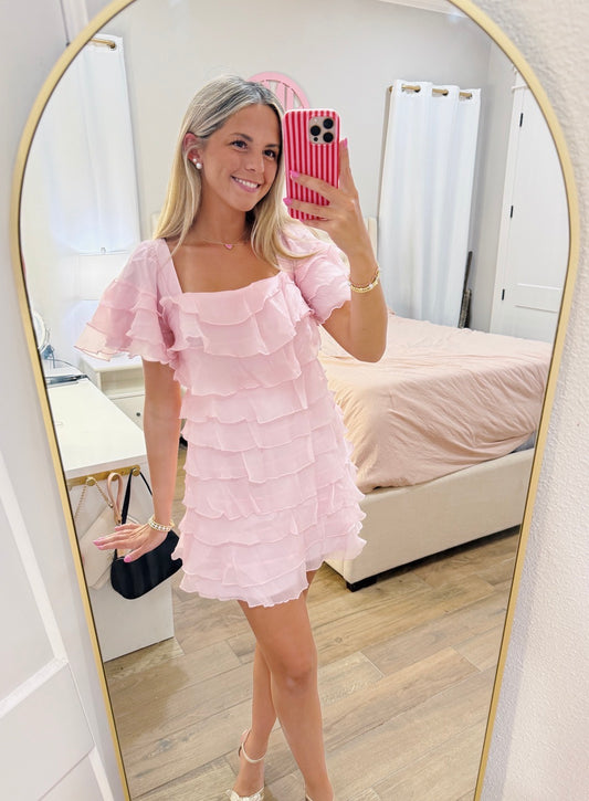 Pink Ruffle Detail Dress