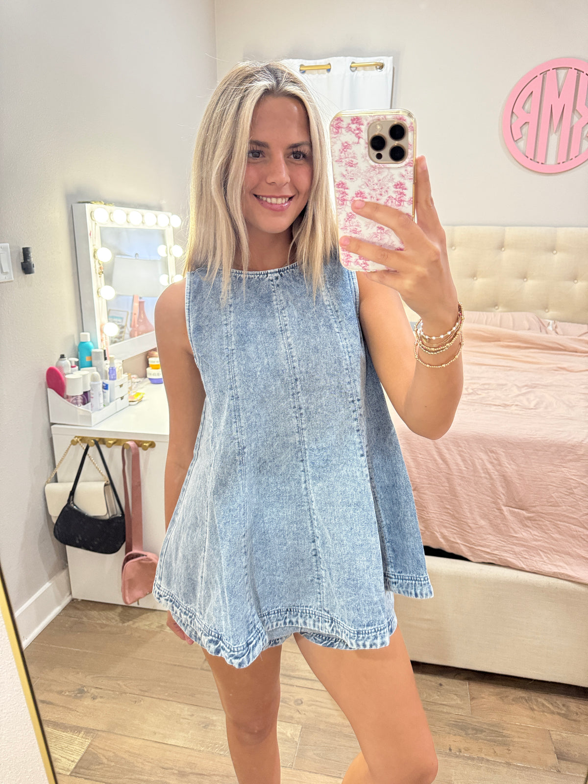 Sleeveless Denim Short Set