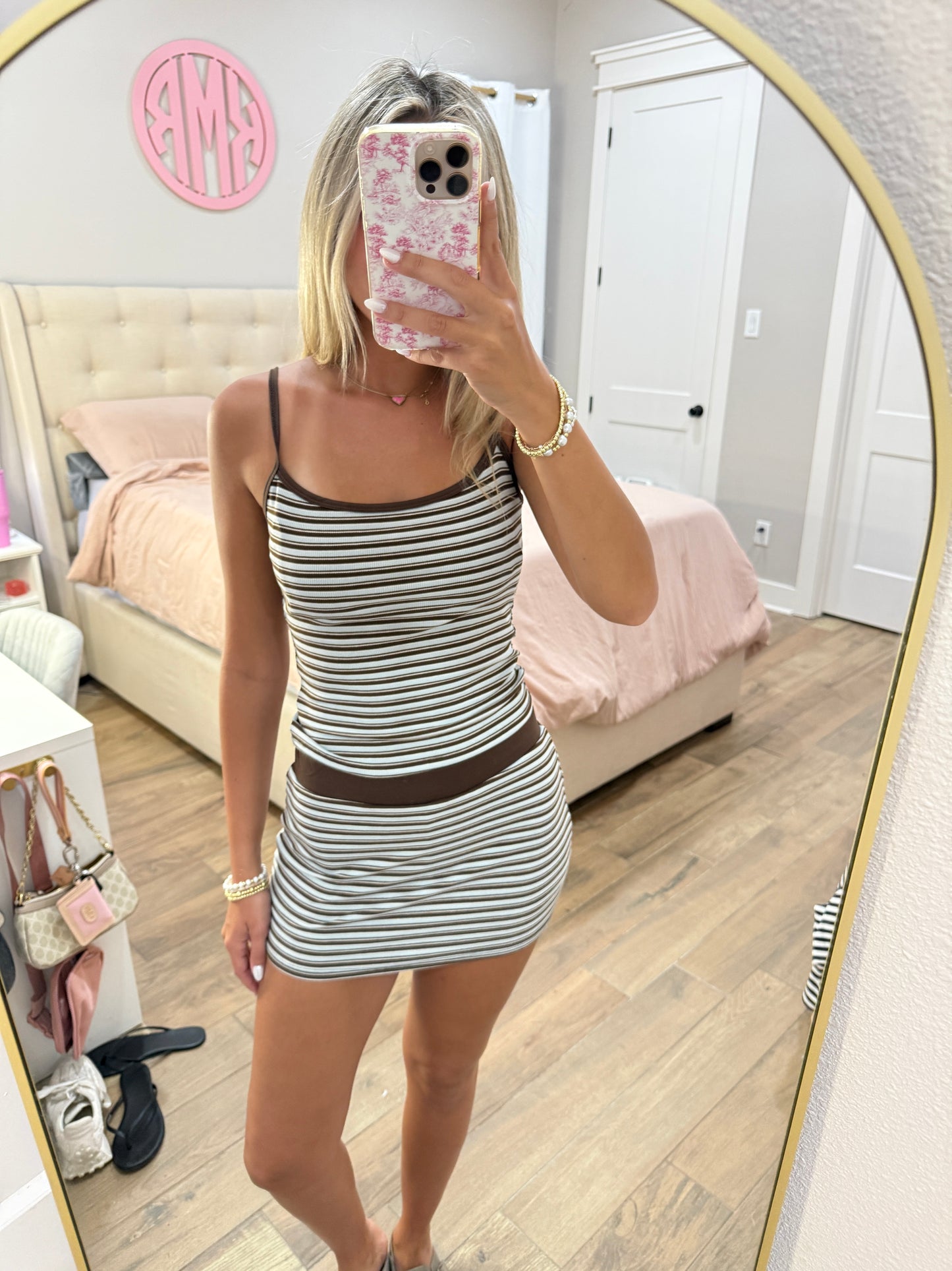 Dusty Blue Striped Skort Set