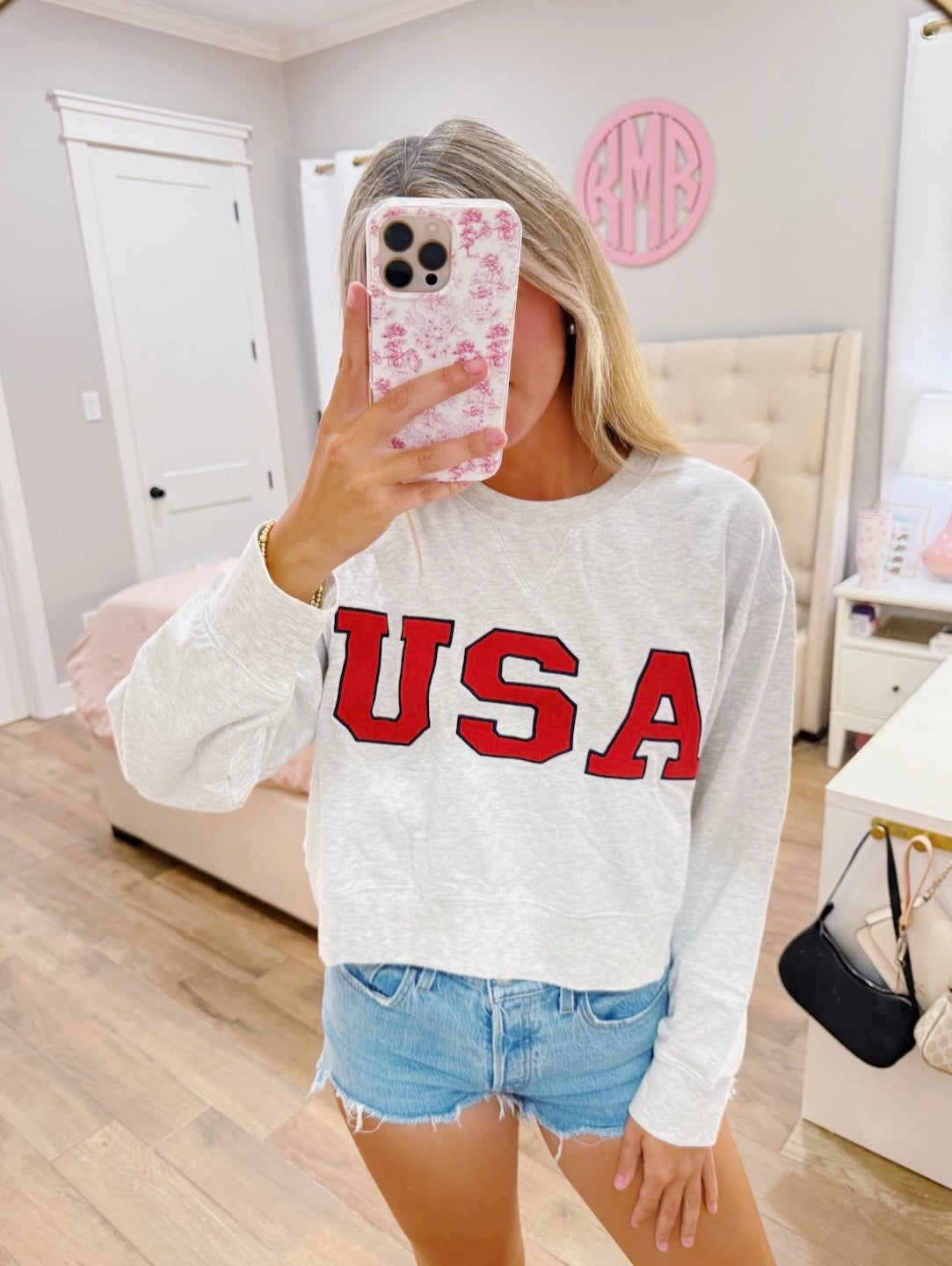 USA Cropped Sweater