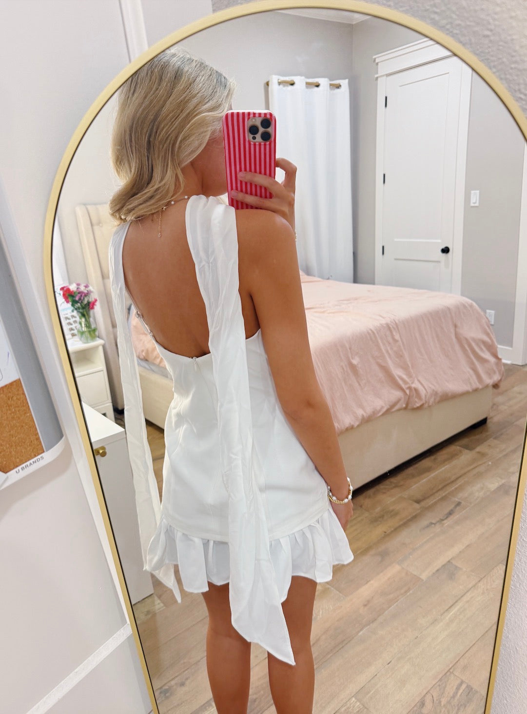 Halter Bow Neck White Dress