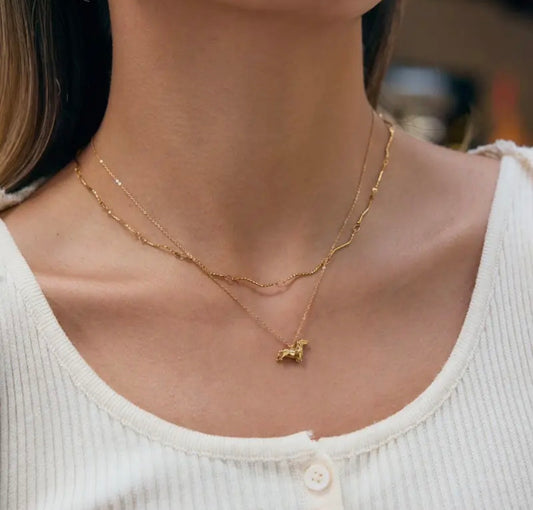 Dachshund Non-tarnish Layered Necklace