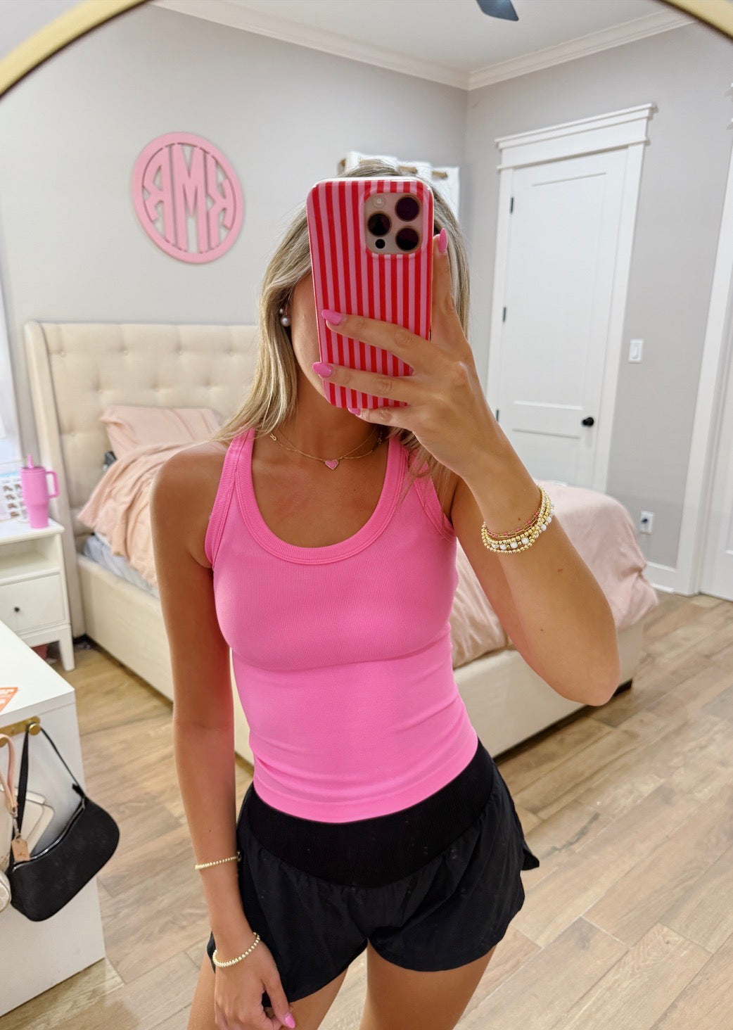 Pink Ribbed Tank