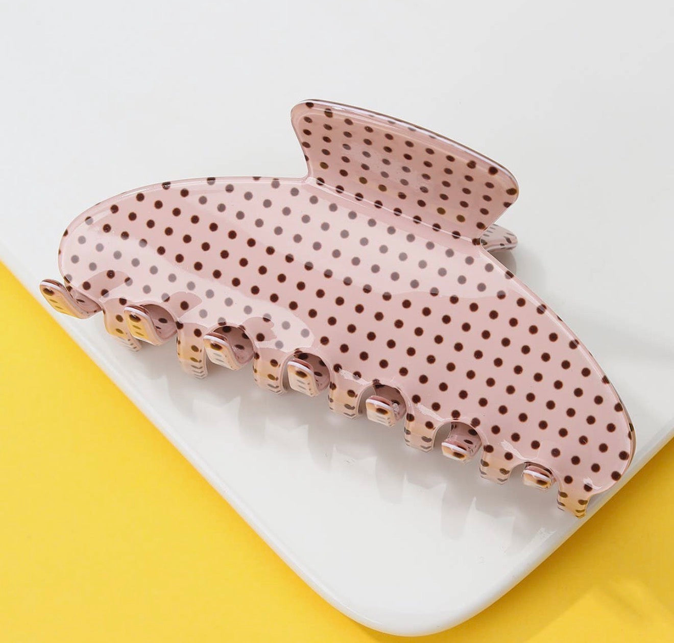 Beige Dotted Claw Clip