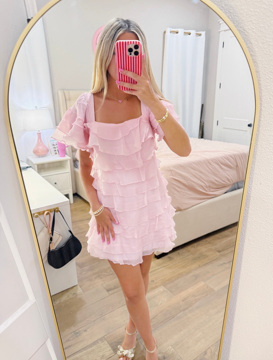 Pink Ruffle Detail Dress
