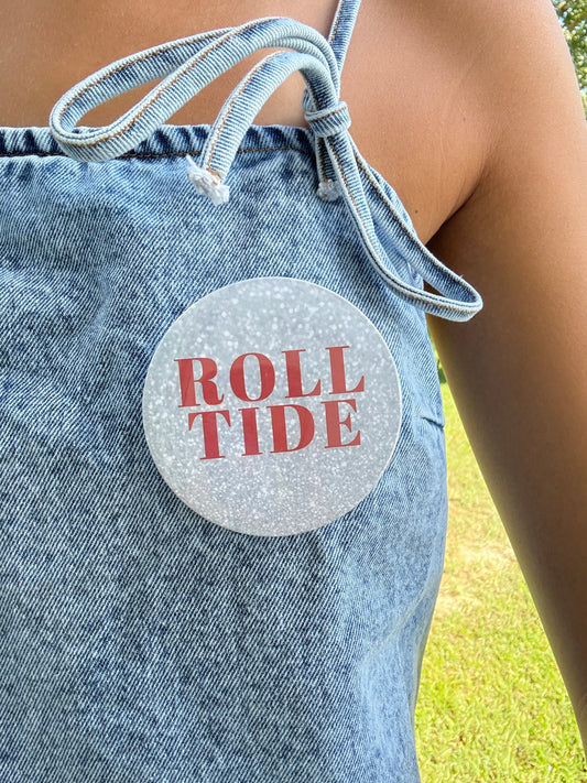 Glitter Roll Tide Button