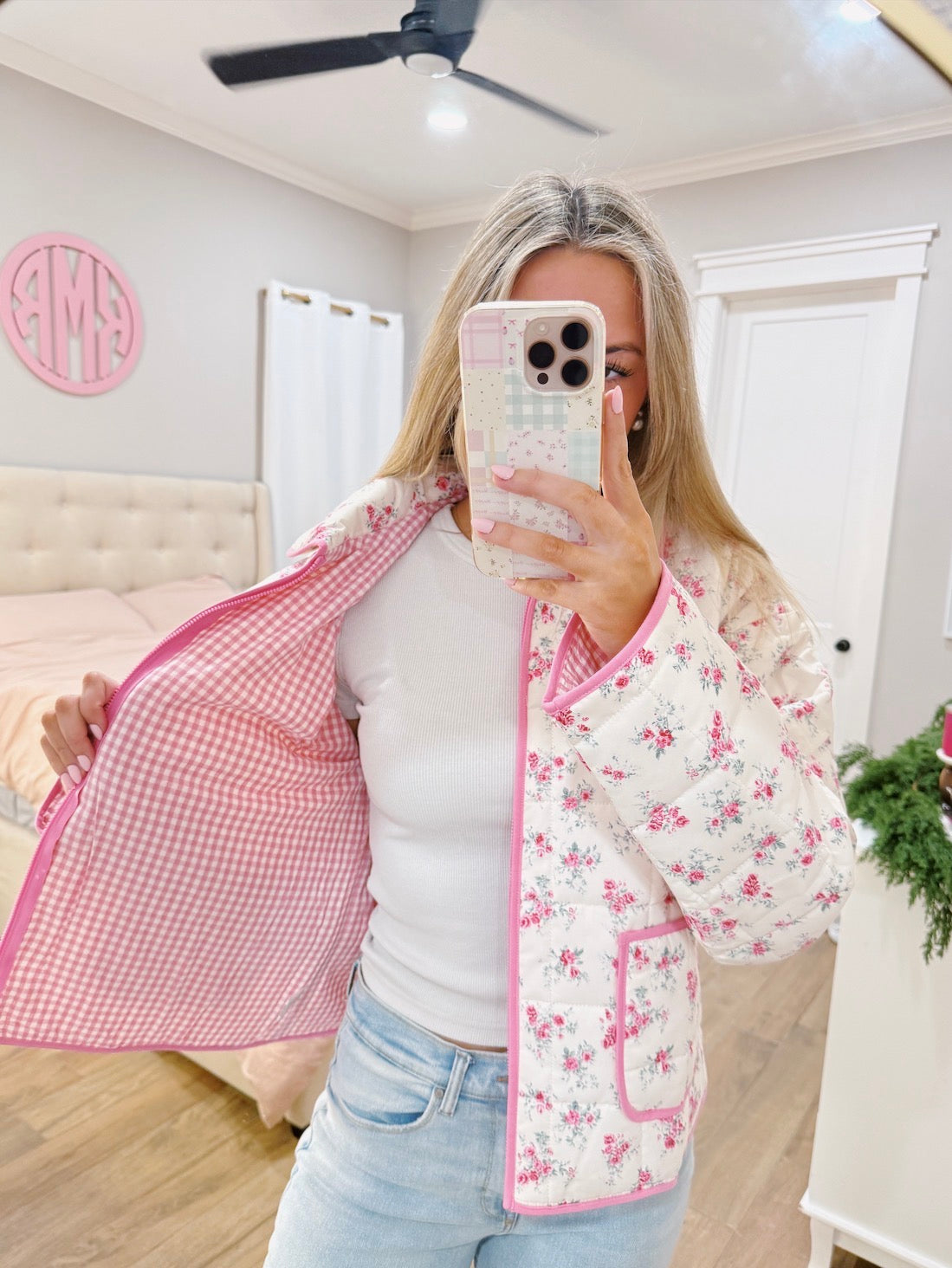 Pink Quilted Floral Jacket