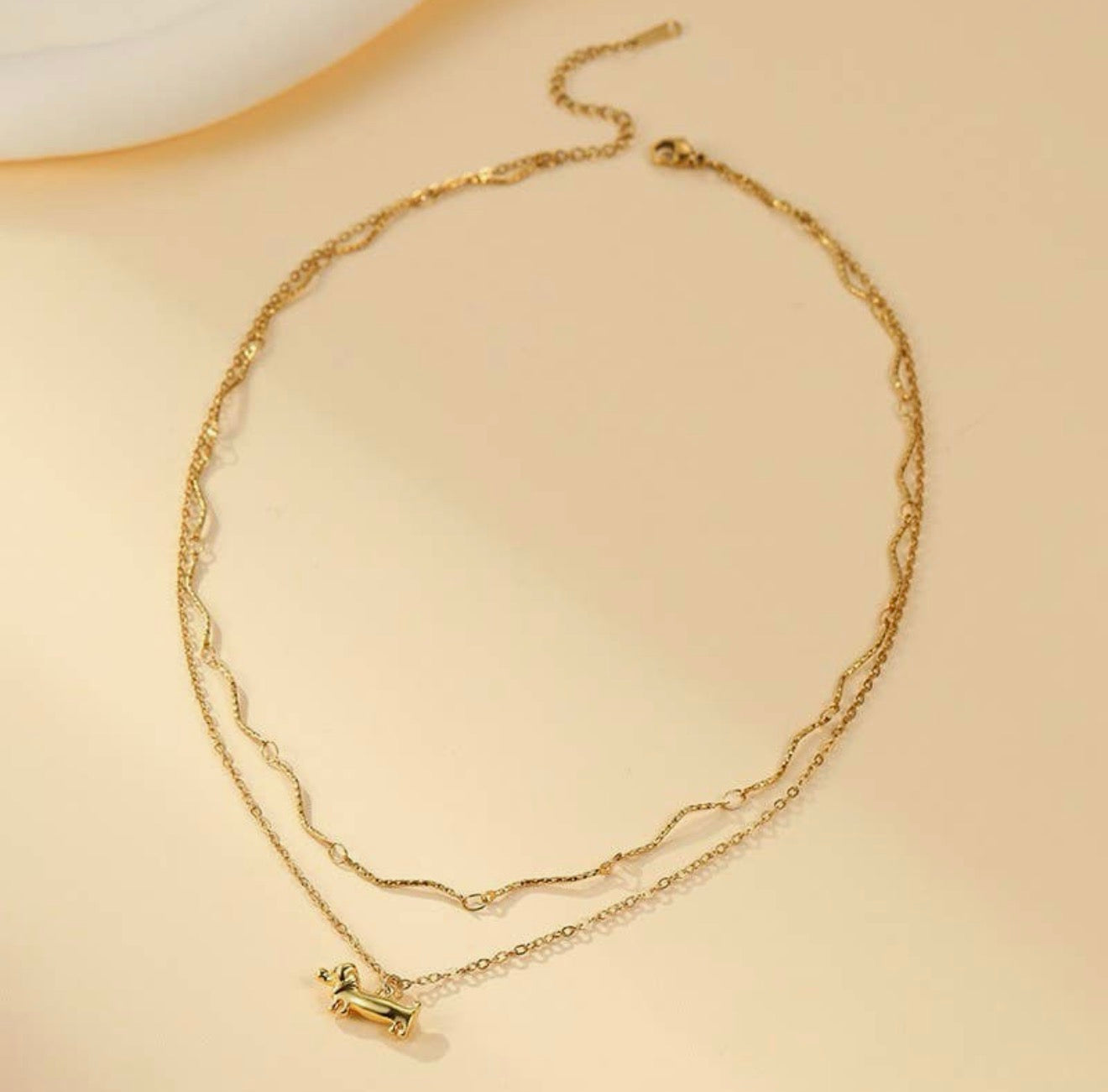 Dachshund Non-tarnish Layered Necklace