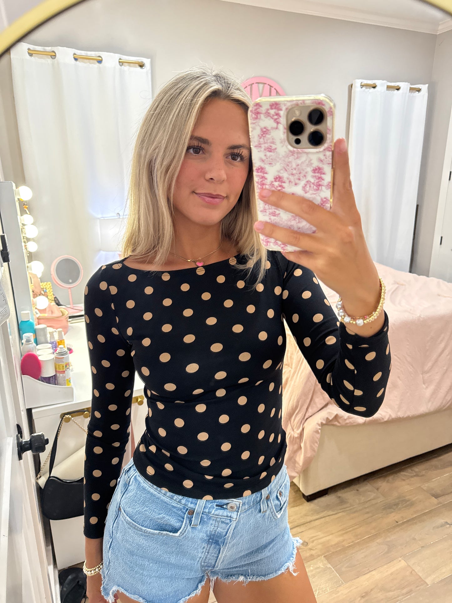 Longsleeve Black Dotted Tee