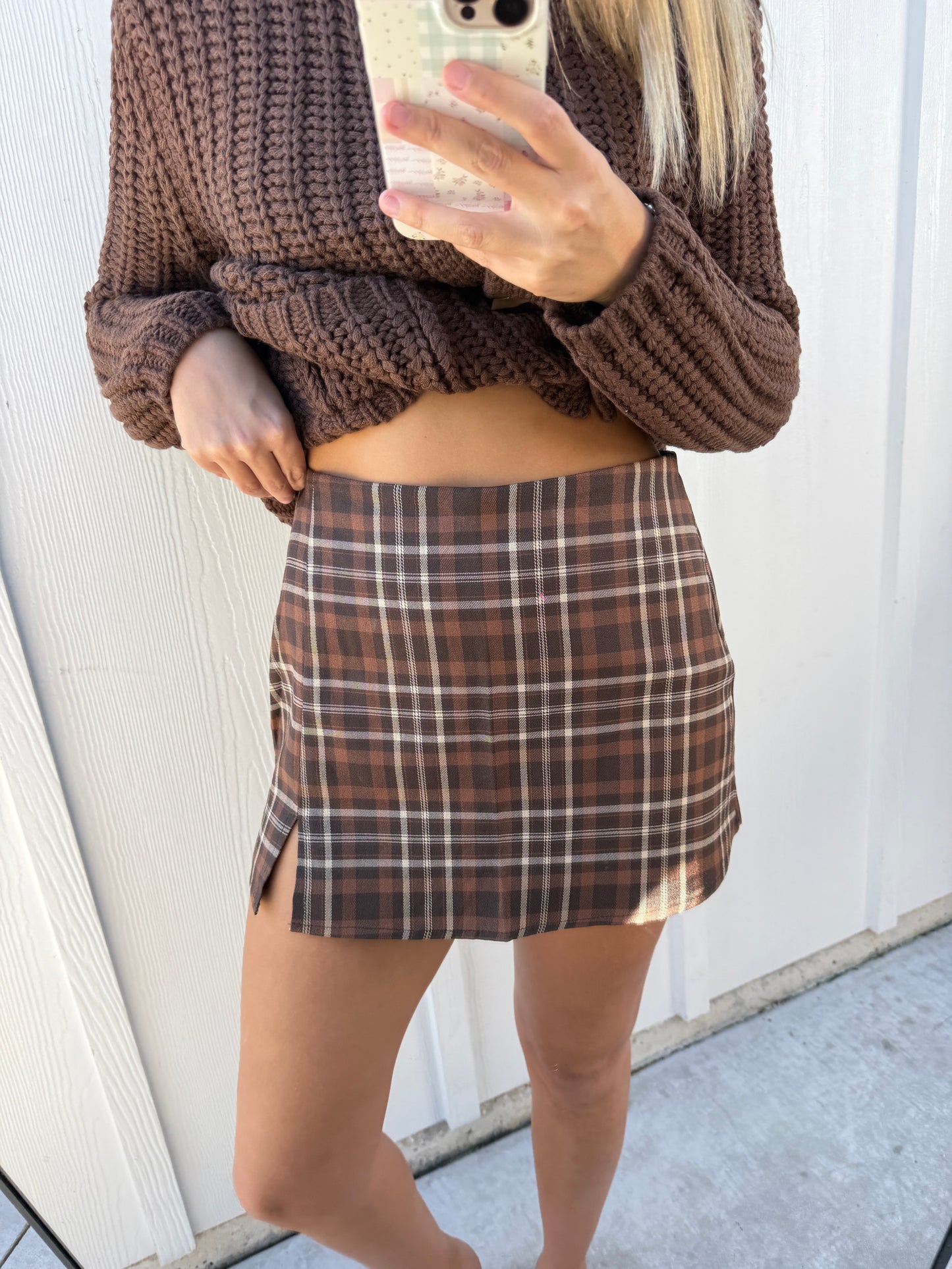Brown Plaid Skort