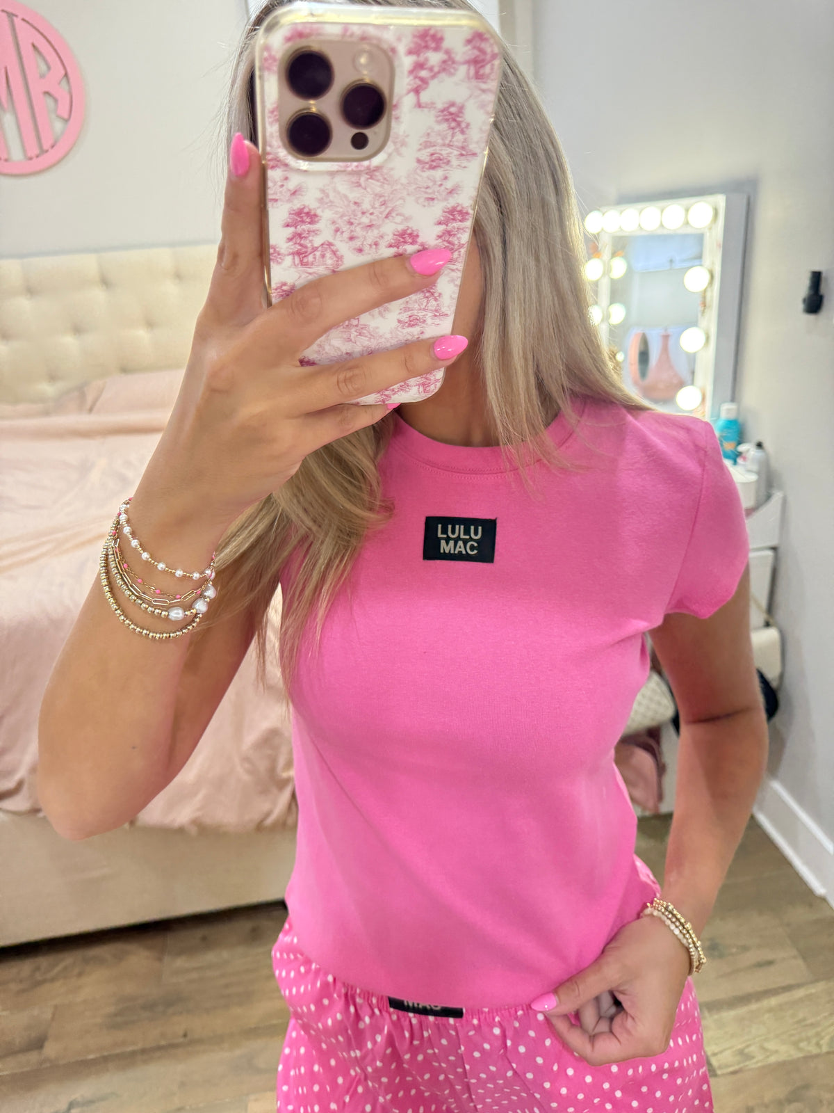 Bubblegum Polka Dot Lulu Mac Shorts