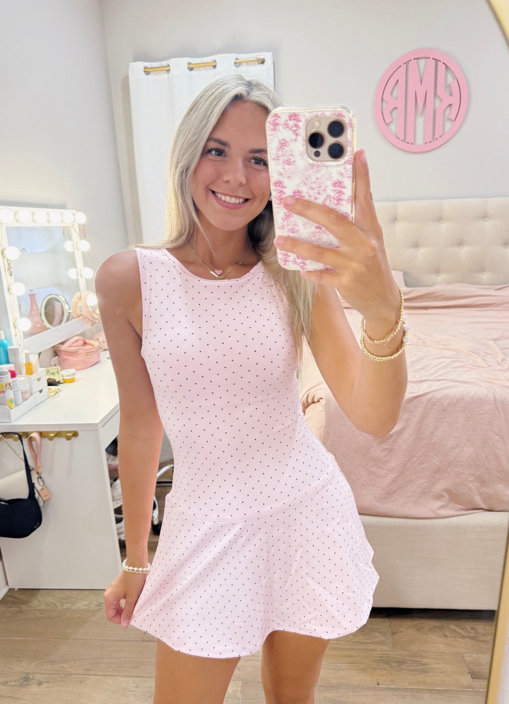 Pink Polka Dot Athletic Dress
