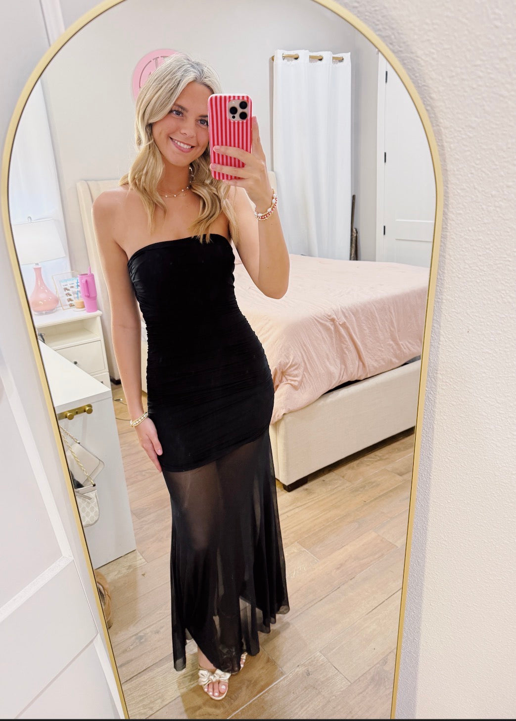 Strapless Sheer Maxi Dress