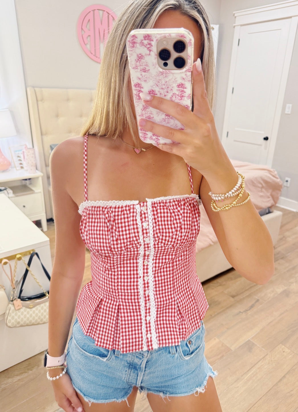 Red Gingham Cami Tank