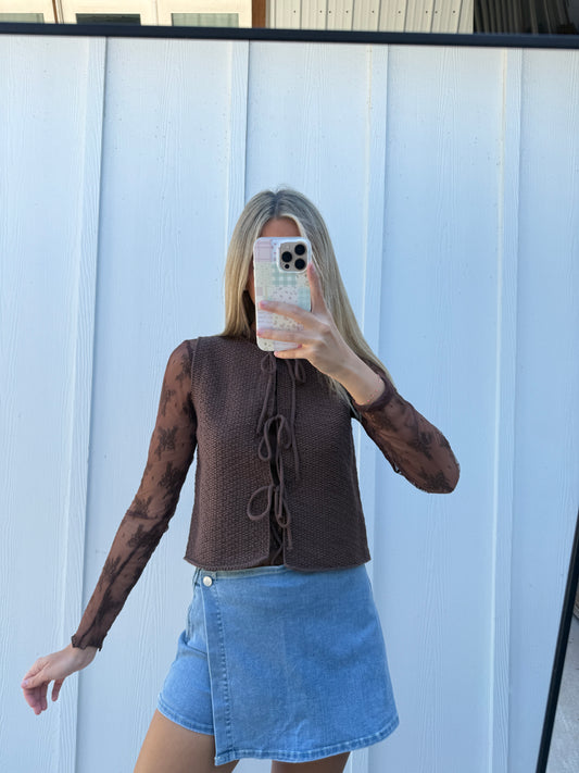 Brown Lace Layering Top