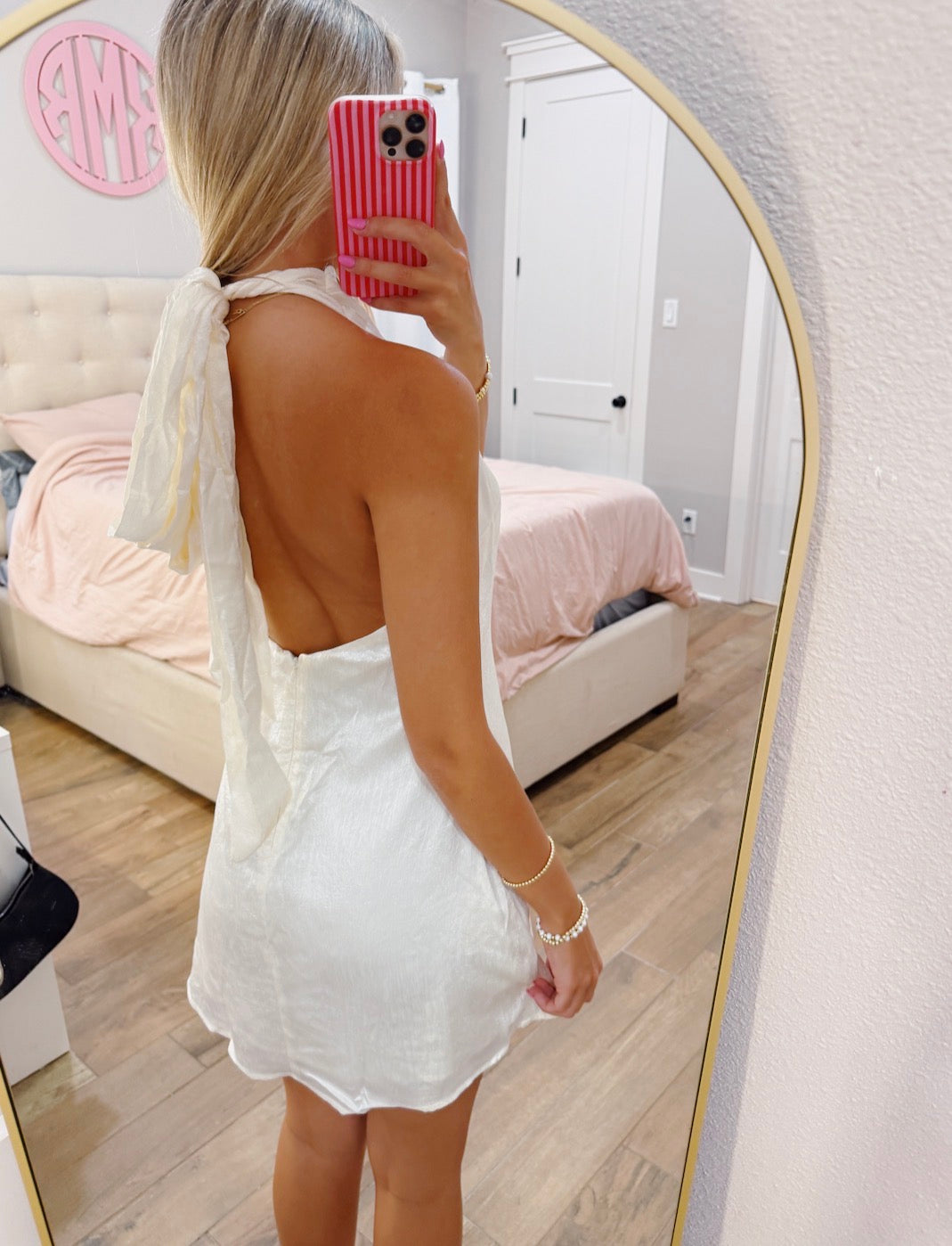 Satin Halter Bow Neck Dress