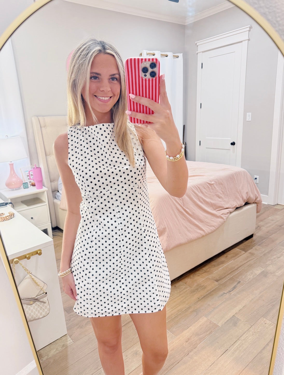 Dotted Backless Mini Dress