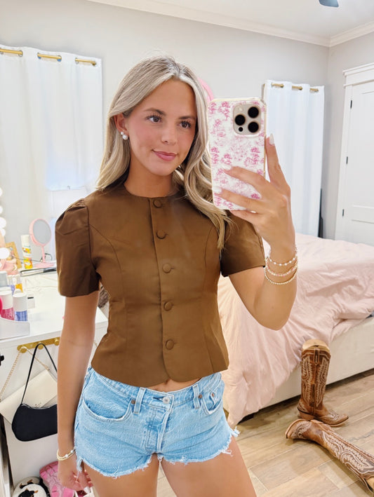 Brown Puff Sleeve