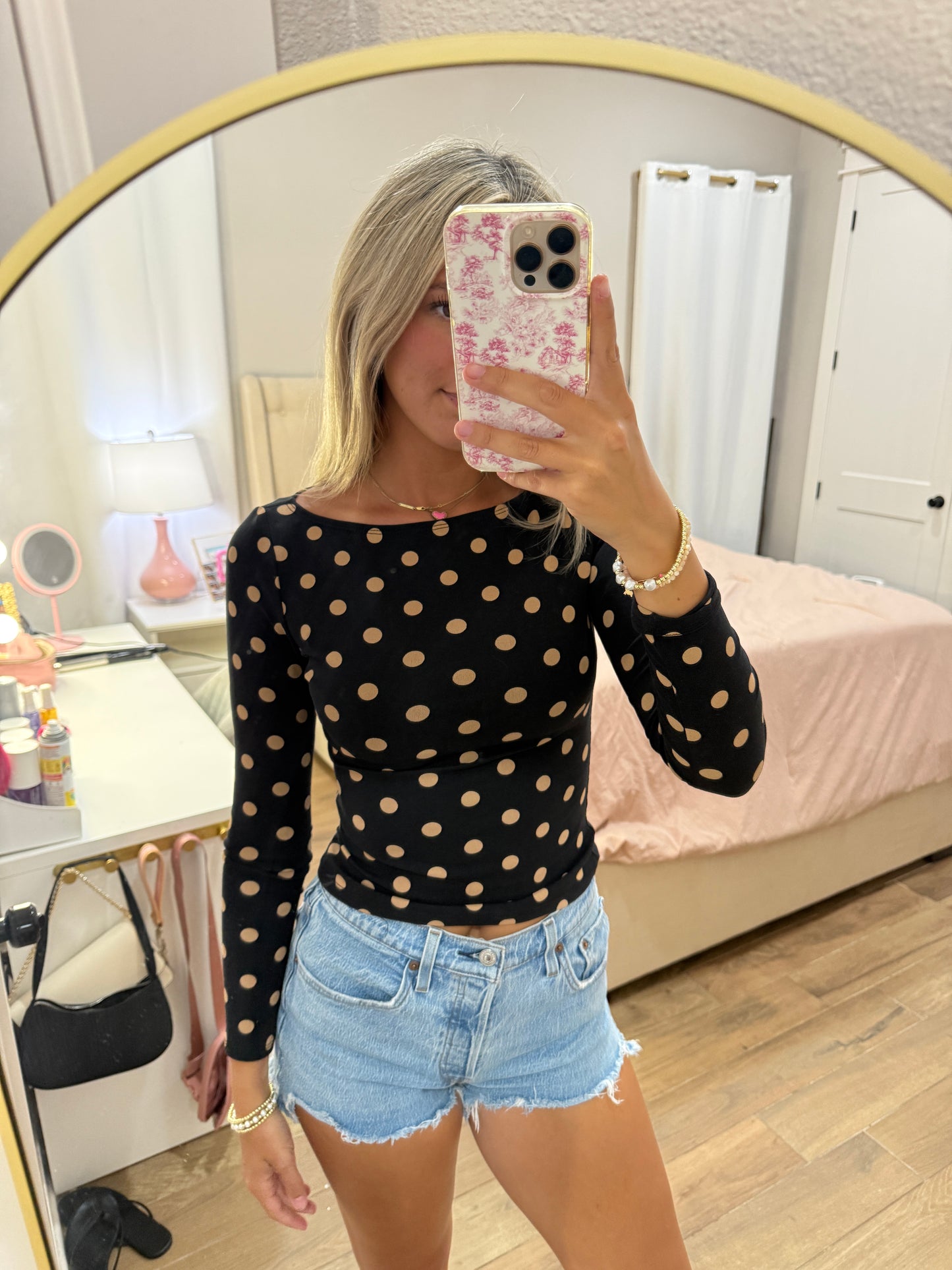 Longsleeve Black Dotted Tee
