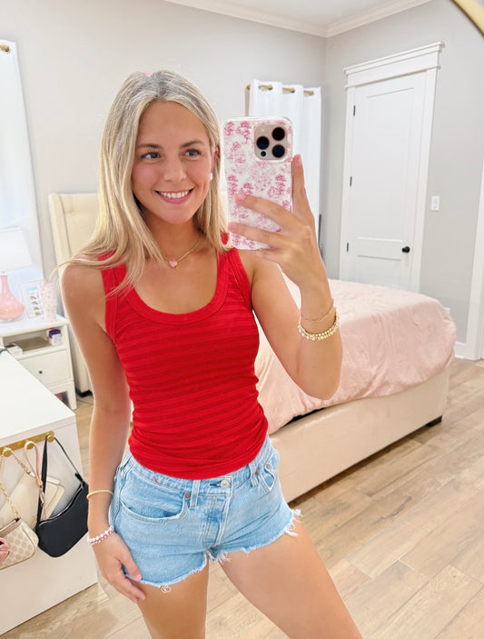 Red Striped Reversible Tank