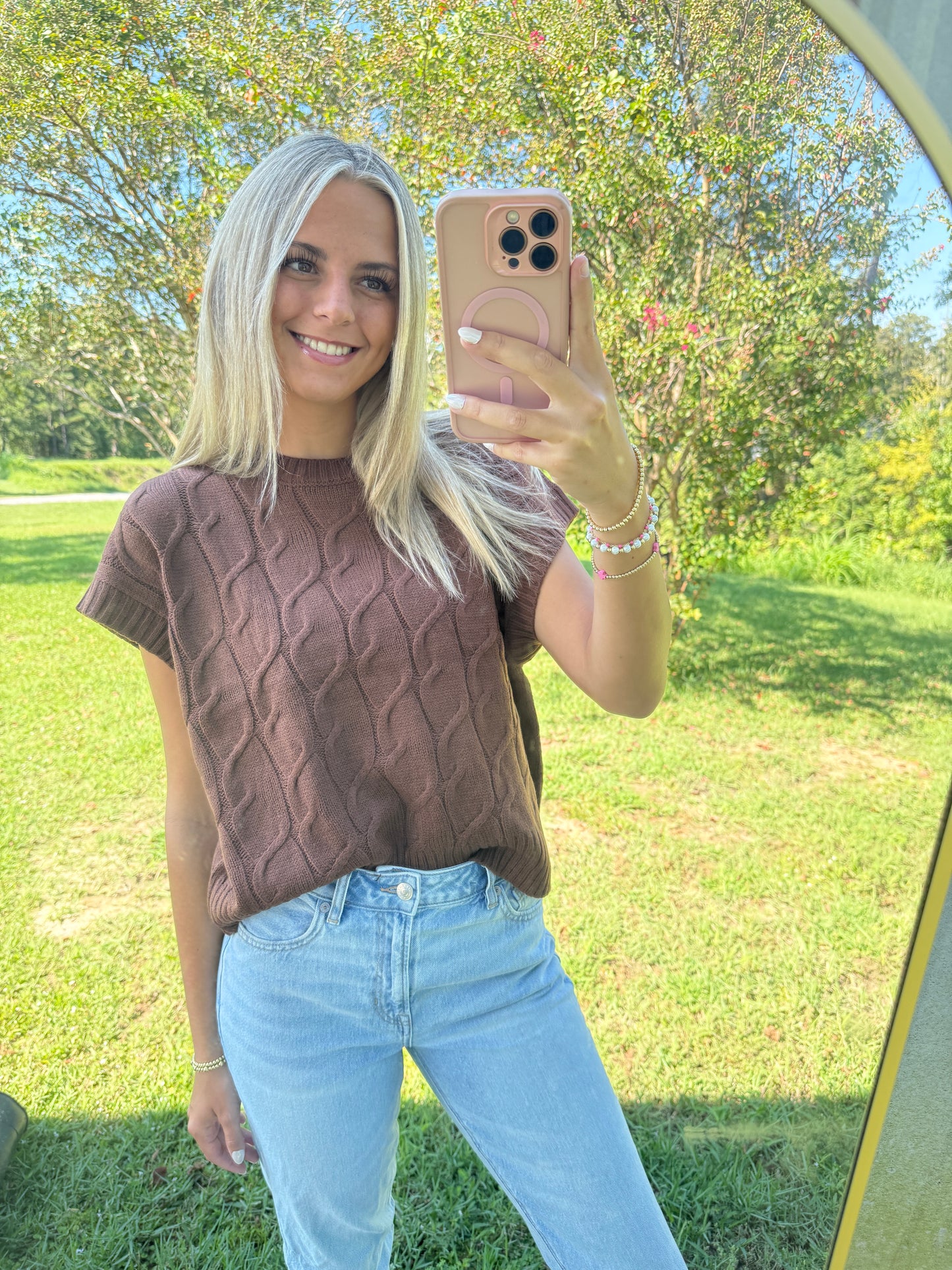 Chestnut Cable Knit Top