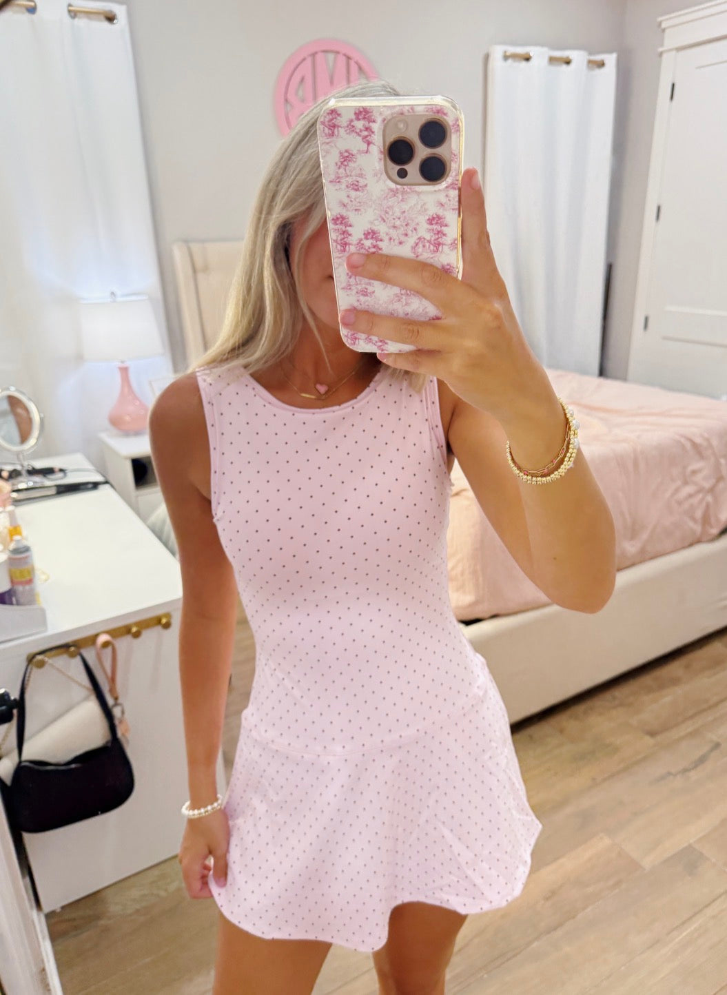 Pink Polka Dot Athletic Dress