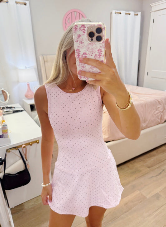 Pink Polka Dot Athletic Dress