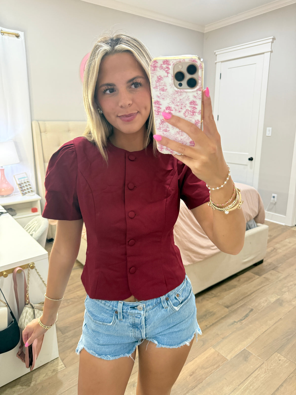 Maroon Puff Sleeve