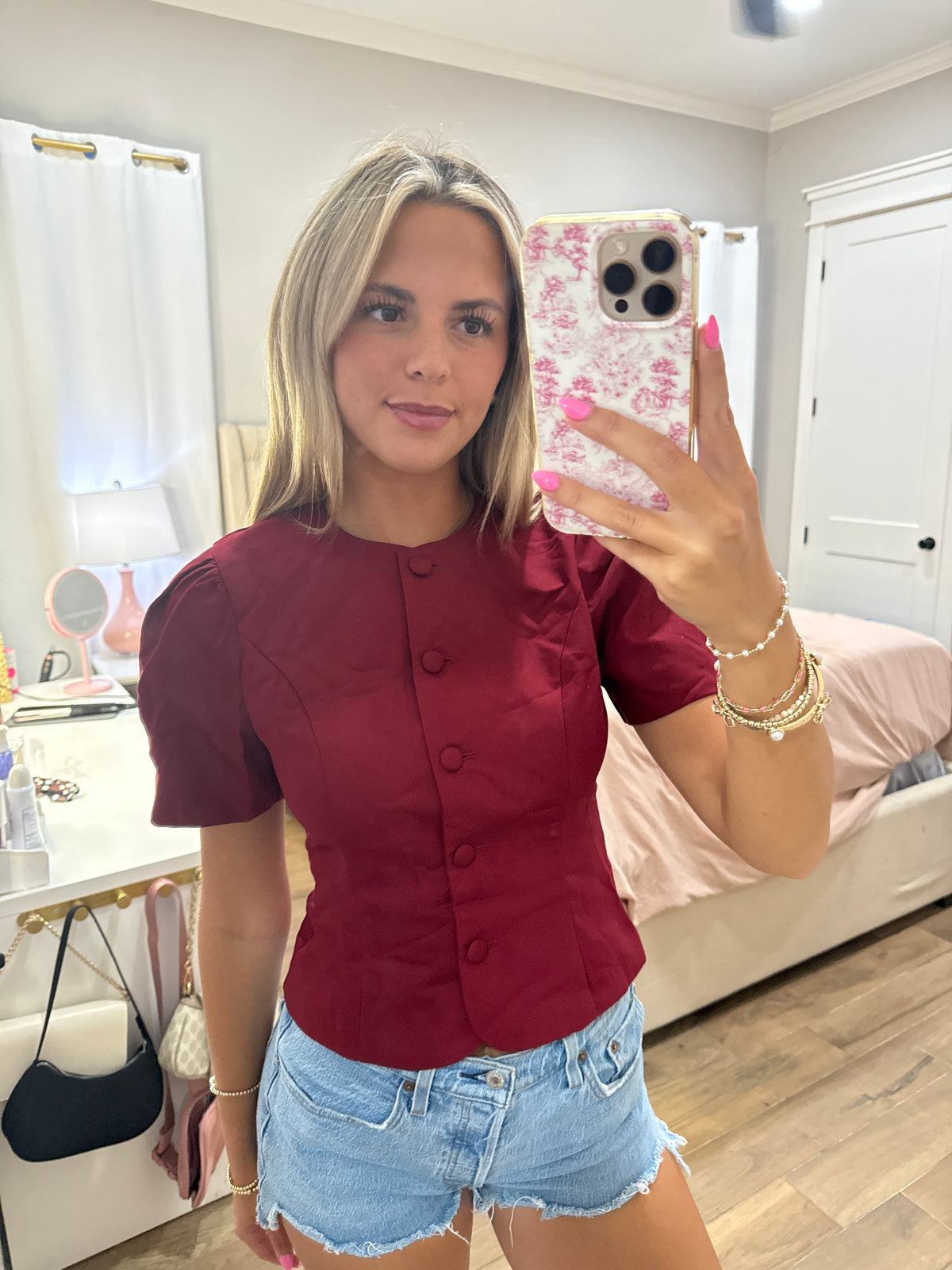 Maroon Puff Sleeve
