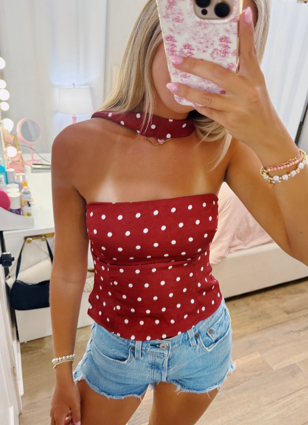 Maroon Dotted Scarf Top