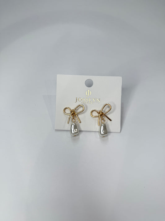 Pearl Bow Dangle Earrings