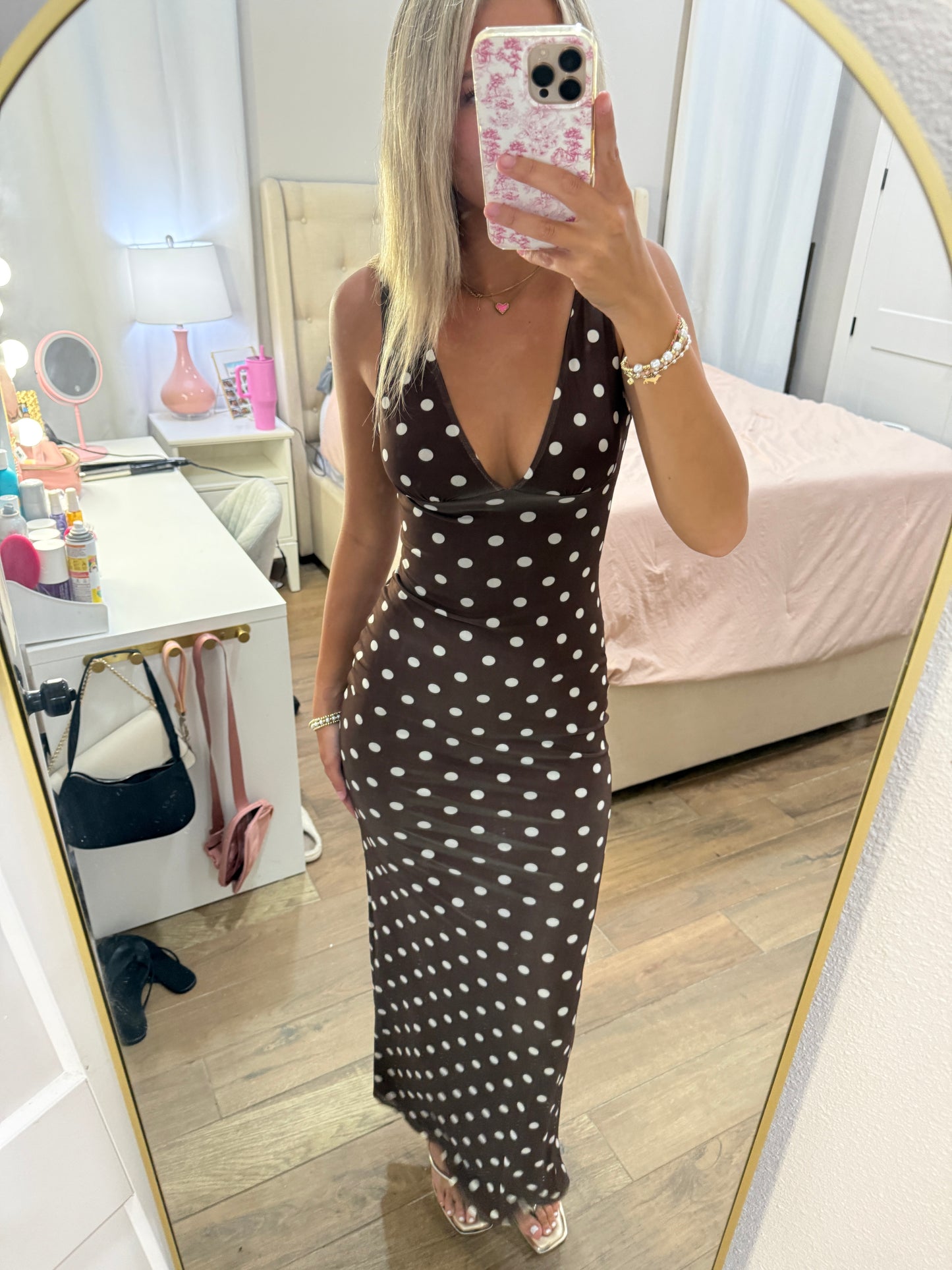 Maxi Brown Dotted Dress