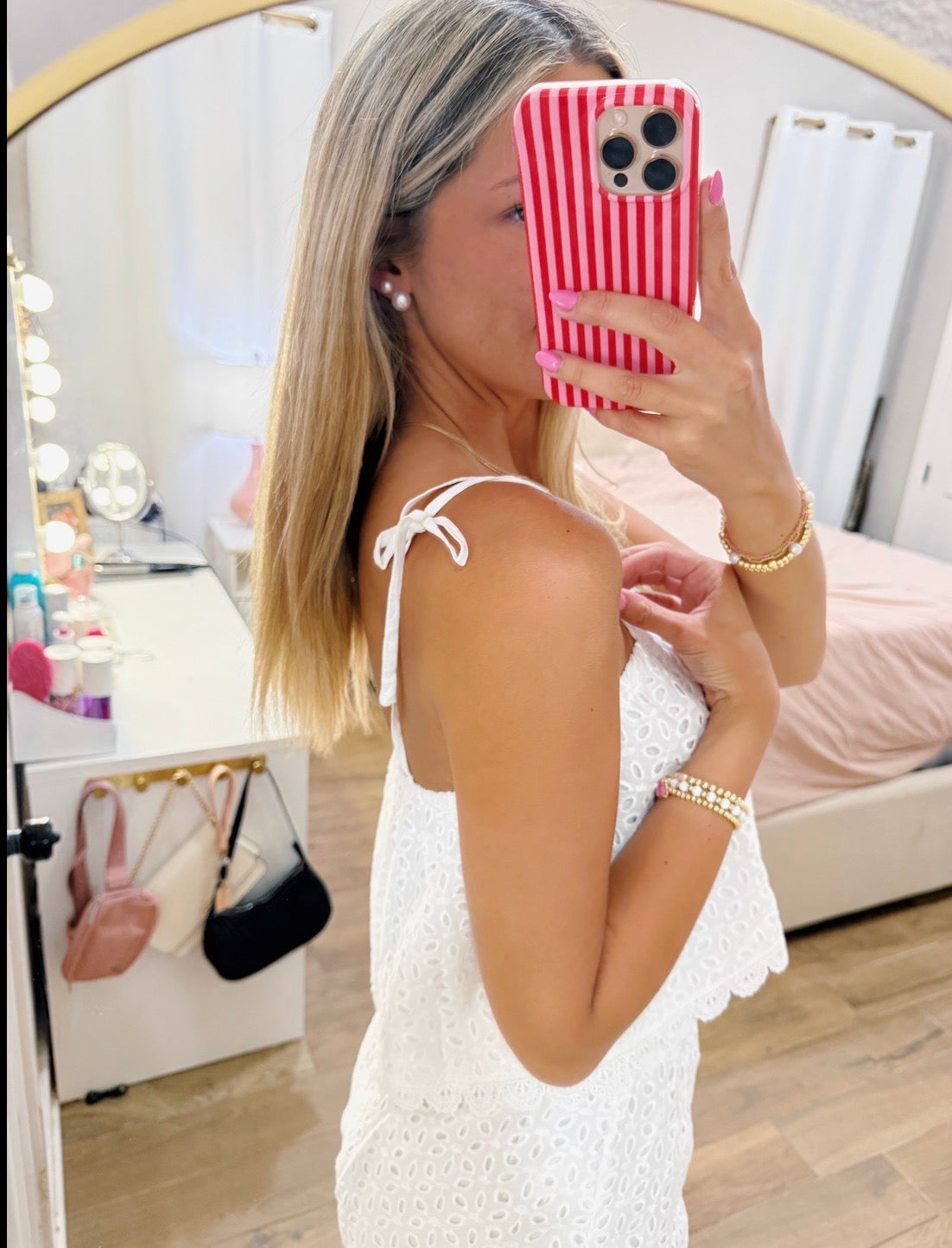 White Eyelet Laced Set