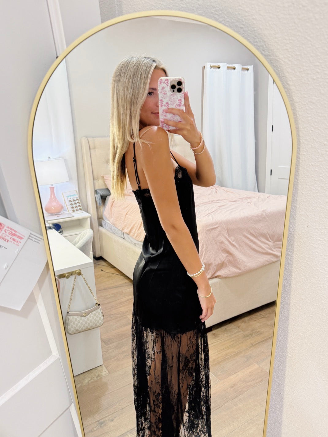 Lace Maxi Satin Maxi Dress