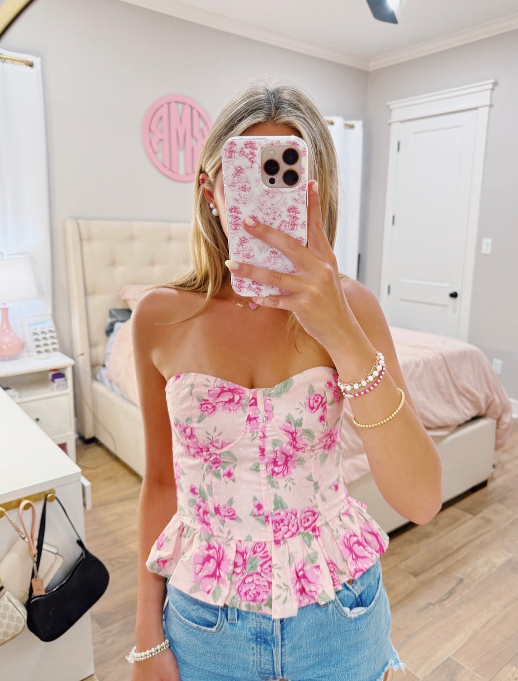 Pink Floral Corset Top