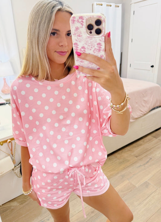 Pink & White PolkaDot Set