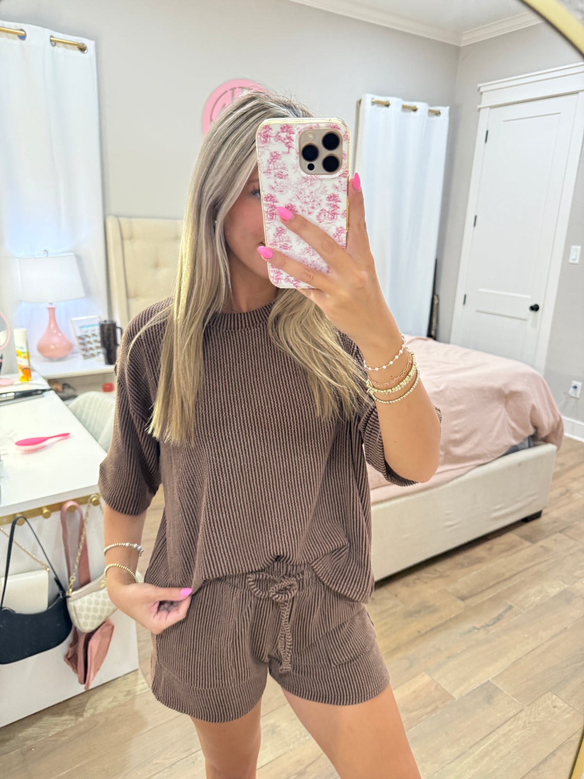 Chocolate Ribbed Short Set