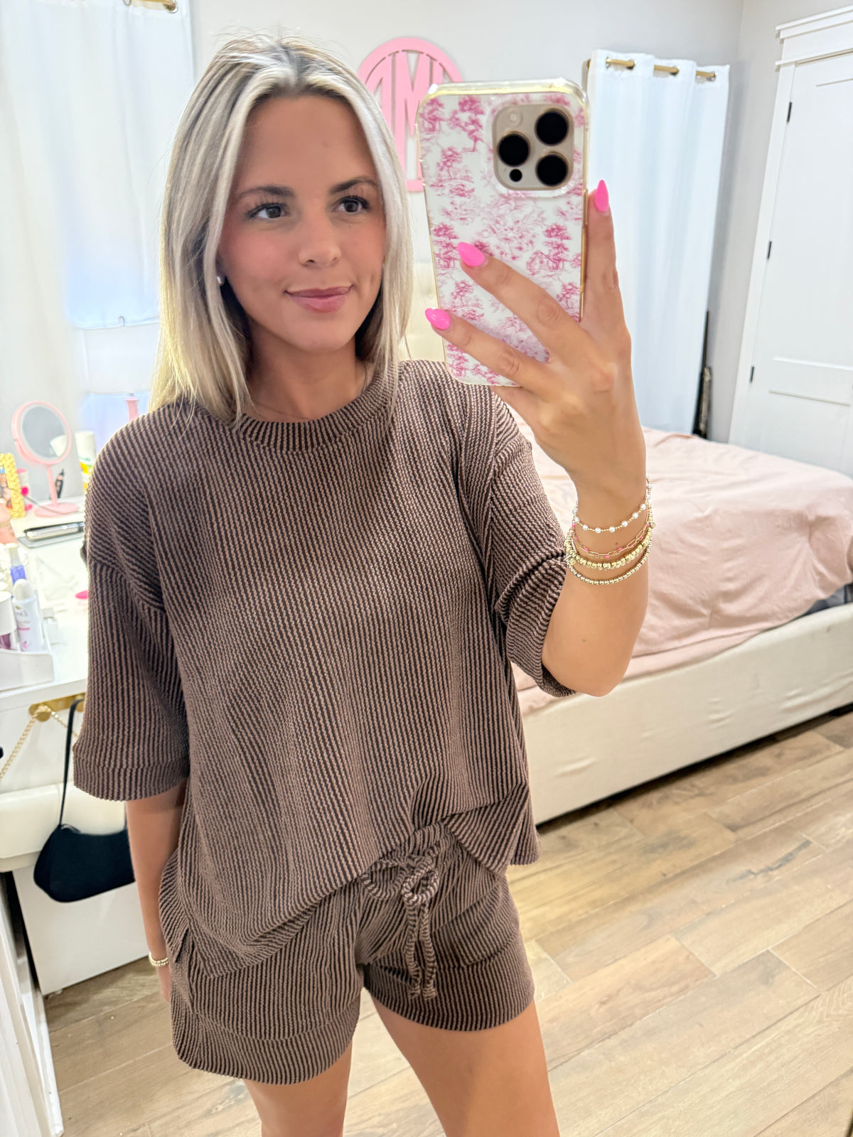 Chocolate Ribbed Short Set