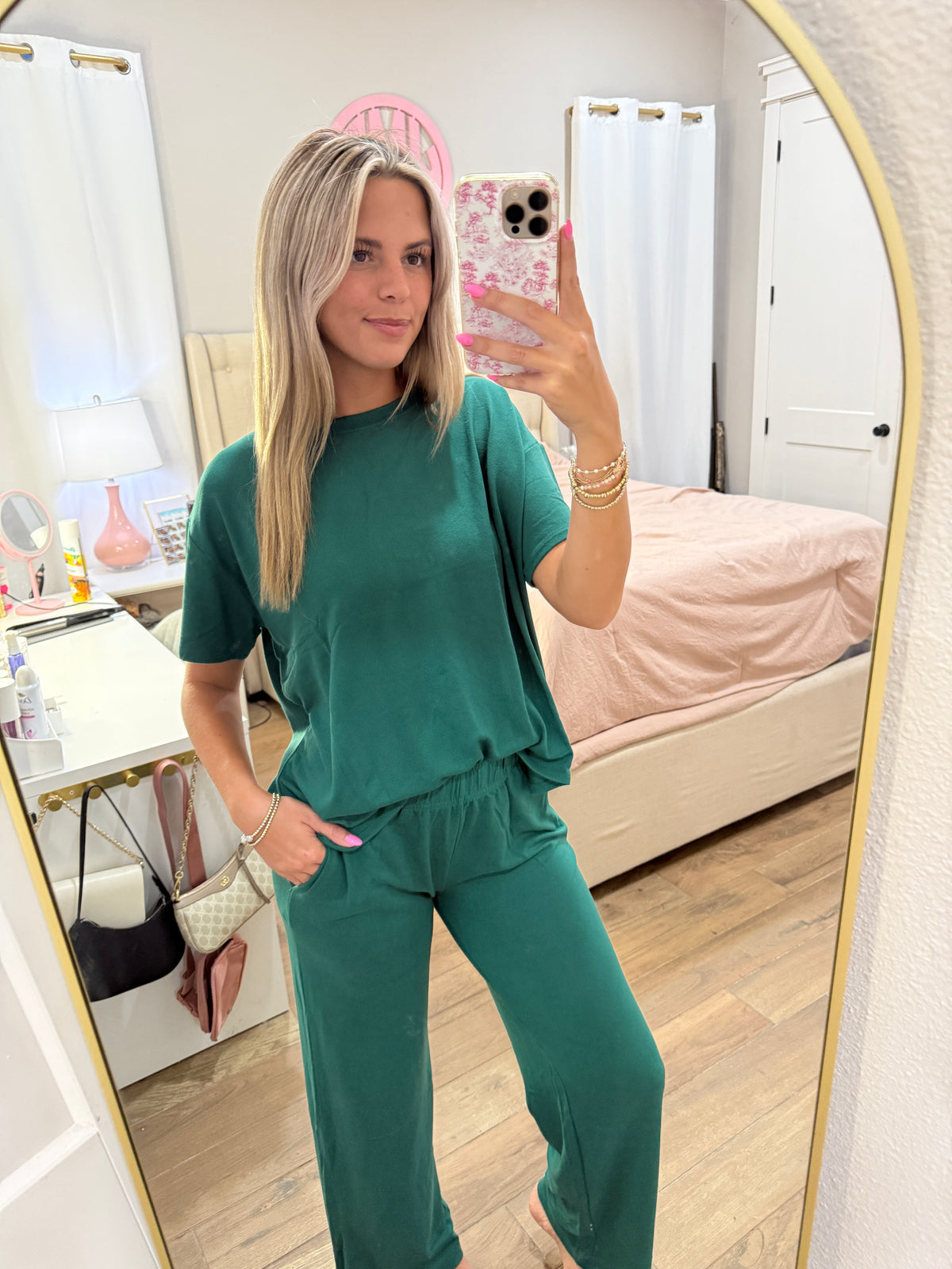 Hunter Green Tee & Pants Set
